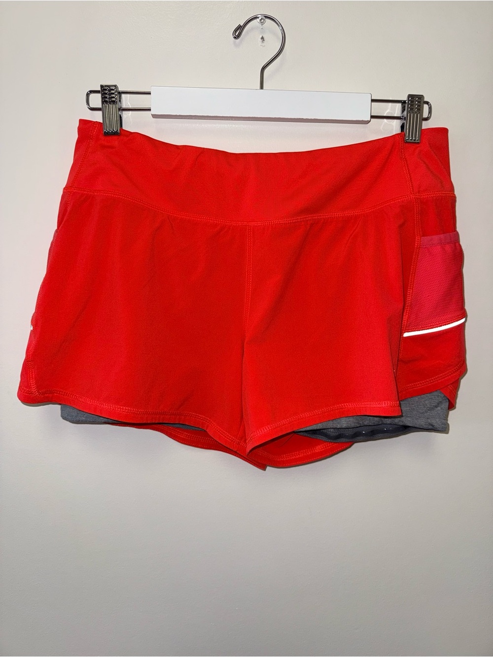Athleta (Large) Orange Sporty Shorts with Reflective Details